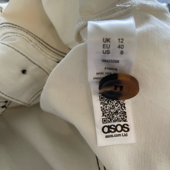 NWT ASOS Design Cropped Denim Jacket in White with topstitch & Raw-Cut Hem - Picture 13 of 13